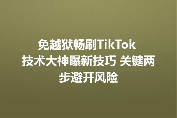 免越狱畅刷TikTok 技术大神曝新技巧 关键两步避开风险 一