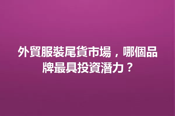 外貿服裝尾貨市場，哪個品牌最具投資潛力？ 一