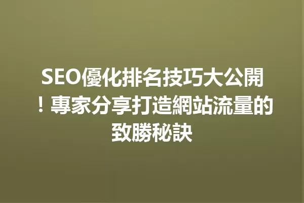 SEO優化排名技巧大公開!專家分享打造網站流量的致勝秘訣 一