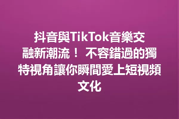 抖音與TikTok音樂交融新潮流! 不容錯過的獨特視角讓你瞬間愛上短視頻文化 1