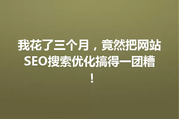 我花了三个月,竟然把网站SEO搜索优化搞得一团糟! 一