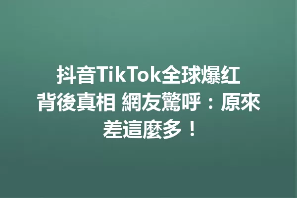 抖音TikTok全球爆红背後真相 網友驚呼:原來差這麼多!