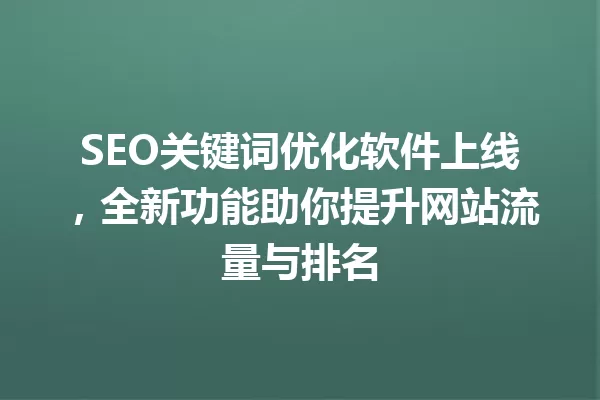 SEO关键词优化软件上线,全新功能助你提升网站流量与排名 一