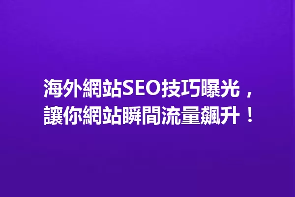 海外網站SEO技巧曝光,讓你網站瞬間流量飆升! 一