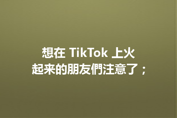 想在 TikTok 上火起来的朋友們注意了; 想在 TikTok 上火起来的朋友們注意了;