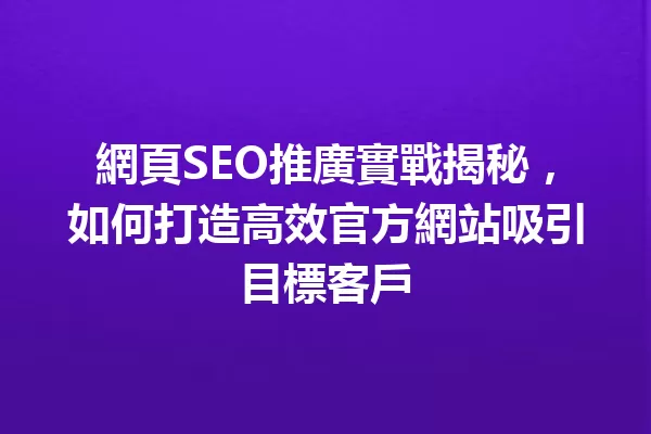 網頁SEO推廣實戰揭秘,如何打造高效官方網站吸引目標客戶 一