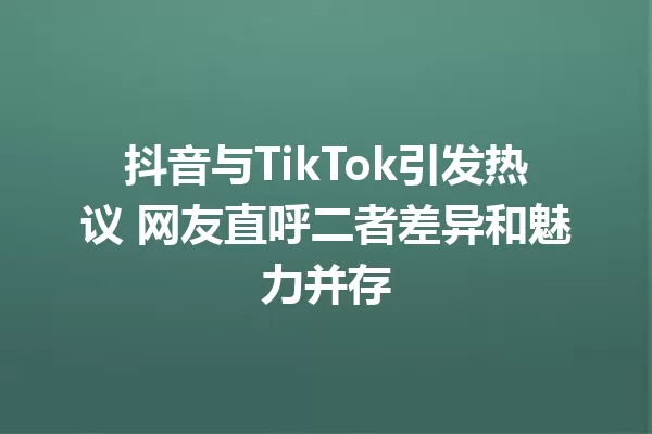 抖音与TikTok引发热议 网友直呼二者差异和魅力并存 一
