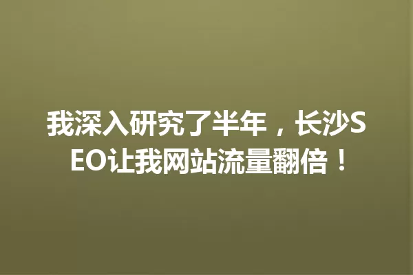 我深入研究了半年,长沙SEO让我网站流量翻倍! 一