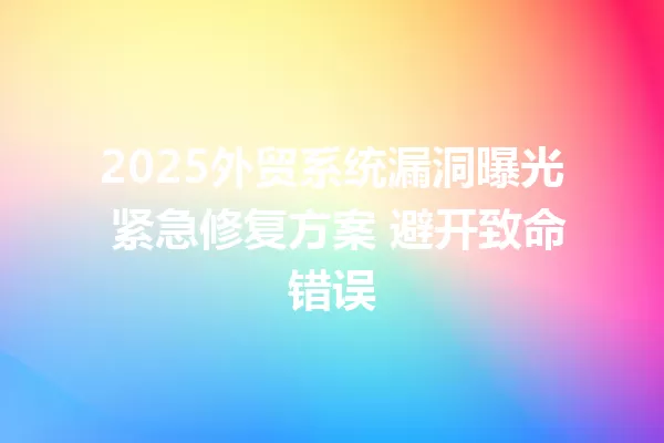 2025外贸系统漏洞曝光 紧急修复方案 避开致命错误 一