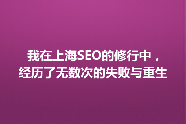 我在上海SEO的修行中,经历了无数次的失败与重生 我在上海SEO的修行中,经历了无数次的失败与重生