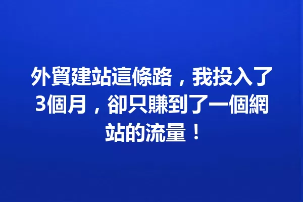外貿建站這條路,我投入了3個月,卻只賺到了一個網站的流量! 一