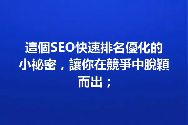 這個SEO快速排名優化的小祕密,讓你在競爭中脫穎而出; 一