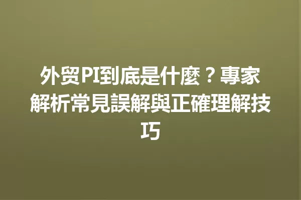 外贸PI到底是什麼?專家解析常見誤解與正確理解技巧 一