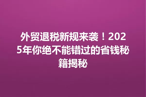 外贸退税新规来袭!2025年你绝不能错过的省钱秘籍揭秘 1