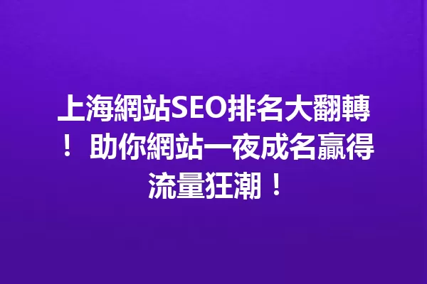 上海網站SEO排名大翻轉! 助你網站一夜成名贏得流量狂潮! 一