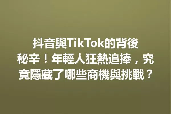 抖音與TikTok的背後秘辛!年輕人狂熱追捧,究竟隱藏了哪些商機與挑戰? 1