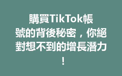 購買TikTok帳號的背後秘密,你絕對想不到的增長潛力! 購買TikTok帳號的背後秘密,你絕對想不到的增長潛力!