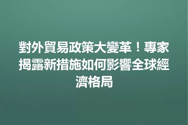 對外貿易政策大變革！專家揭露新措施如何影響全球經濟格局1
