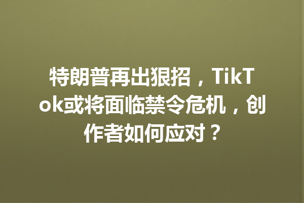 特朗普再出狠招,TikTok或将面临禁令危机,创作者如何应对? 特朗普再出狠招,TikTok或将面临禁令危机,创作者如何应对?