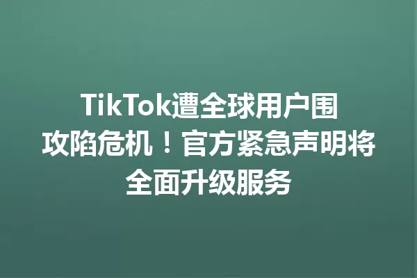 TikTok遭全球用户围攻陷危机!官方紧急声明将全面升级服务 一
