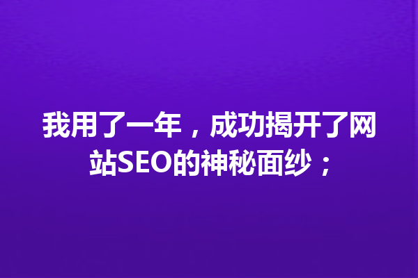 我用了一年,成功揭开了网站SEO的神秘面纱; 我用了一年,成功揭开了网站SEO的神秘面纱;