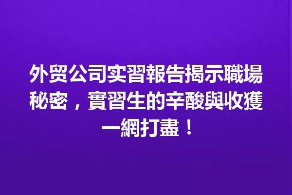 外贸公司实習報告揭示職場秘密,實習生的辛酸與收獲一網打盡!1