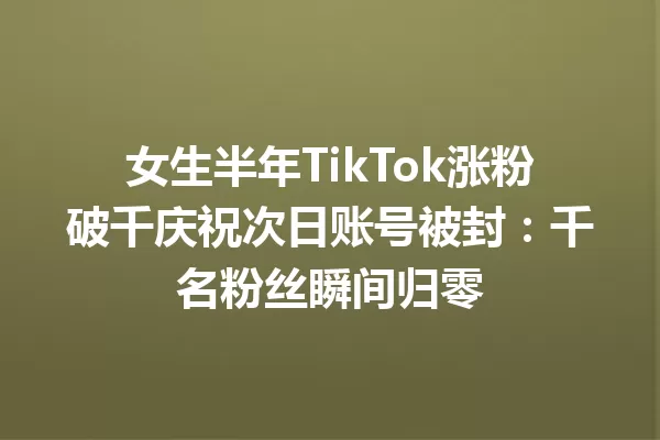 女生半年TikTok涨粉破千庆祝次日账号被封：千名粉丝瞬间归零 一