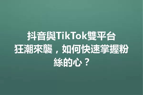 抖音與TikTok雙平台狂潮來襲,如何快速掌握粉絲的心? 1