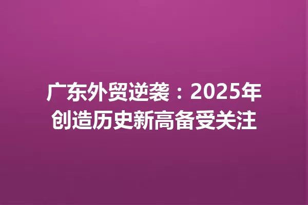 广东外贸逆袭:2025年创造历史新高备受关注 一