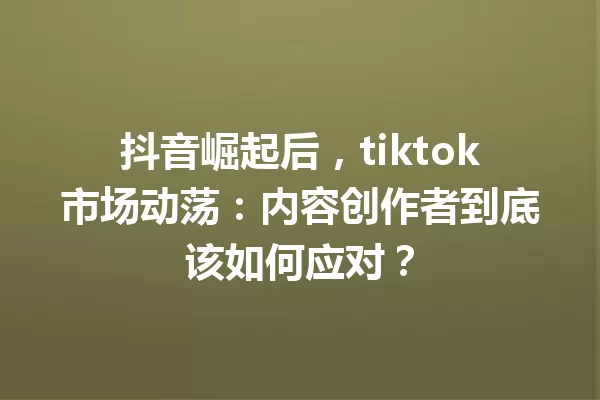 抖音崛起后,tiktok市场动荡:内容创作者到底该如何应对? 一
