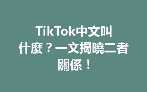 TikTok中文叫什麼?一文揭曉二者關係! TikTok中文叫什麼?一文揭曉二者關係!