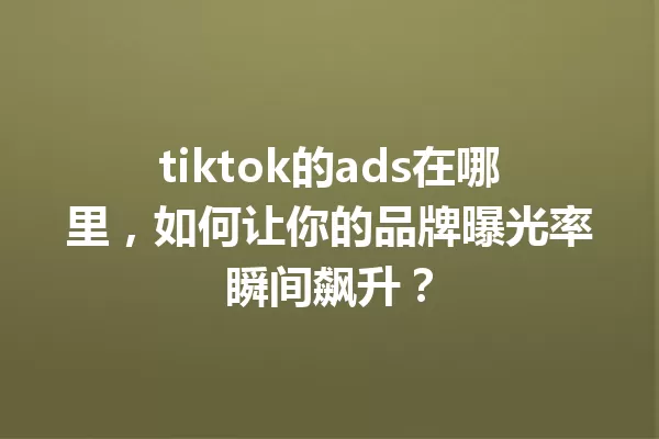 tiktok的ads在哪里,如何让你的品牌曝光率瞬间飙升? 一