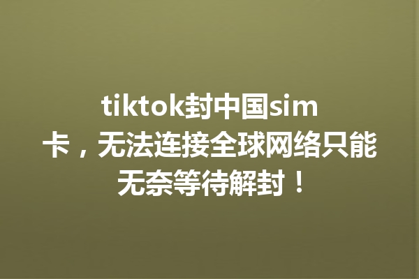 tiktok封中国sim卡，无法连接全球网络只能无奈等待解封！ 一