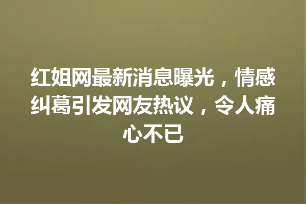红姐网最新消息曝光,情感纠葛引发网友热议,令人痛心不已 一