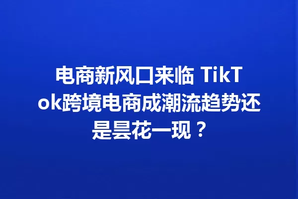 电商新风口来临 TikTok跨境电商成潮流趋势还是昙花一现? 二