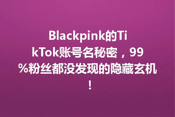 Blackpink的TikTok账号名秘密,99%粉丝都没发现的隐藏玄机! 一