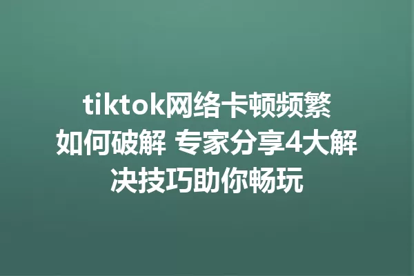tiktok网络卡顿频繁如何破解 专家分享4大解决技巧助你畅玩 一