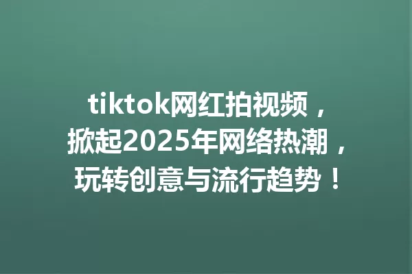 tiktok网红拍视频,掀起2025年网络热潮,玩转创意与流行趋势! 一