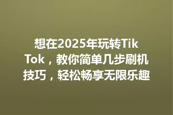 想在2025年玩转TikTok,教你简单几步刷机技巧,轻松畅享无限乐趣 二