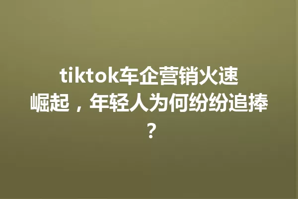 tiktok车企营销火速崛起,年轻人为何纷纷追捧? 一