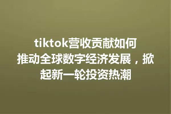 tiktok营收贡献如何推动全球数字经济发展,掀起新一轮投资热潮 一