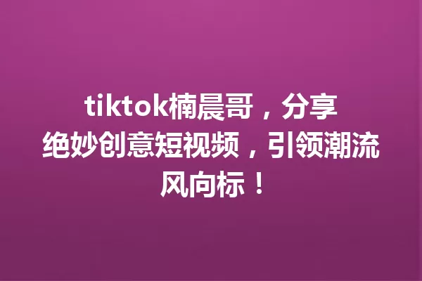 tiktok楠晨哥,分享绝妙创意短视频,引领潮流风向标! 一