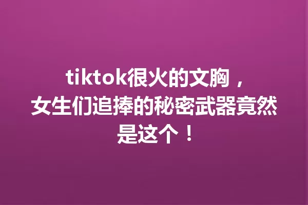 tiktok很火的文胸,女生们追捧的秘密武器竟然是这个! 一