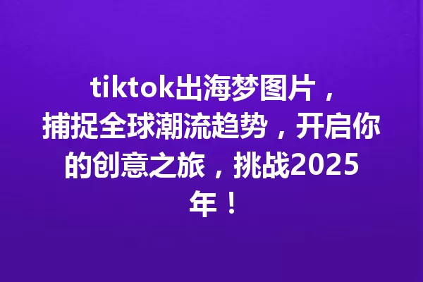 tiktok出海梦图片,捕捉全球潮流趋势,开启你的创意之旅,挑战2025年! 一