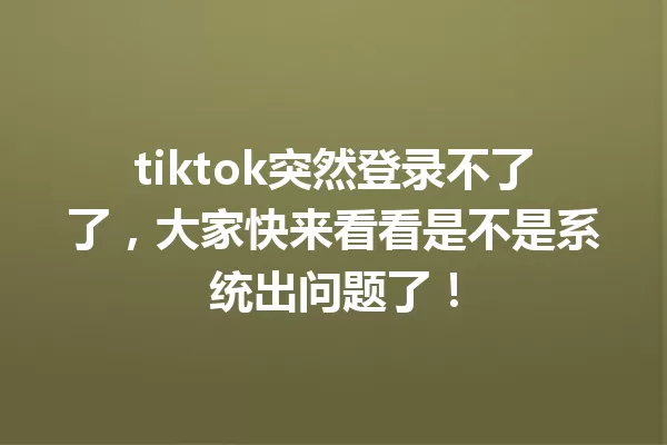 tiktok突然登录不了了,大家快来看看是不是系统出问题了! 一
