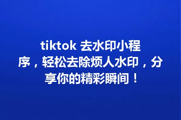 tiktok 去水印小程序,轻松去除烦人水印,分享你的精彩瞬间! 一