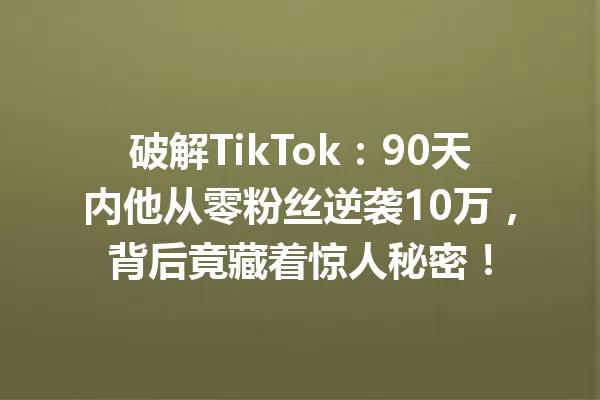 破解TikTok:90天内他从零粉丝逆袭10万,背后竟藏着惊人秘密! 二