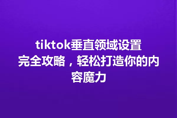 tiktok垂直领域设置完全攻略,轻松打造你的内容魔力 一