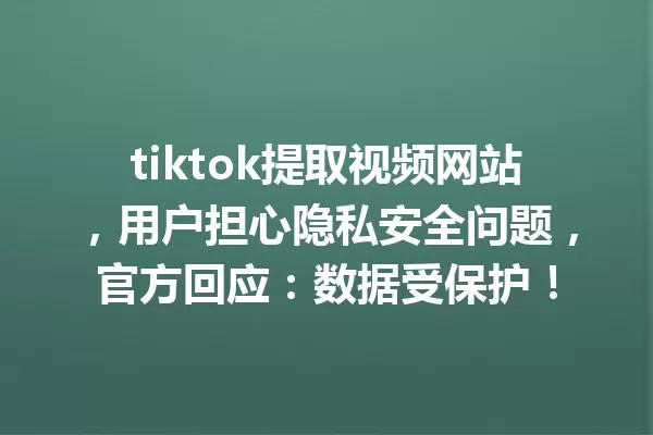 tiktok提取视频网站,用户担心隐私安全问题,官方回应:数据受保护! 一
