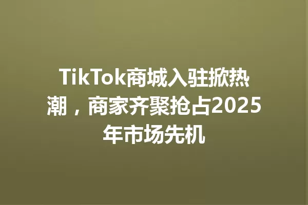 TikTok商城入驻掀热潮,商家齐聚抢占2025年市场先机 一